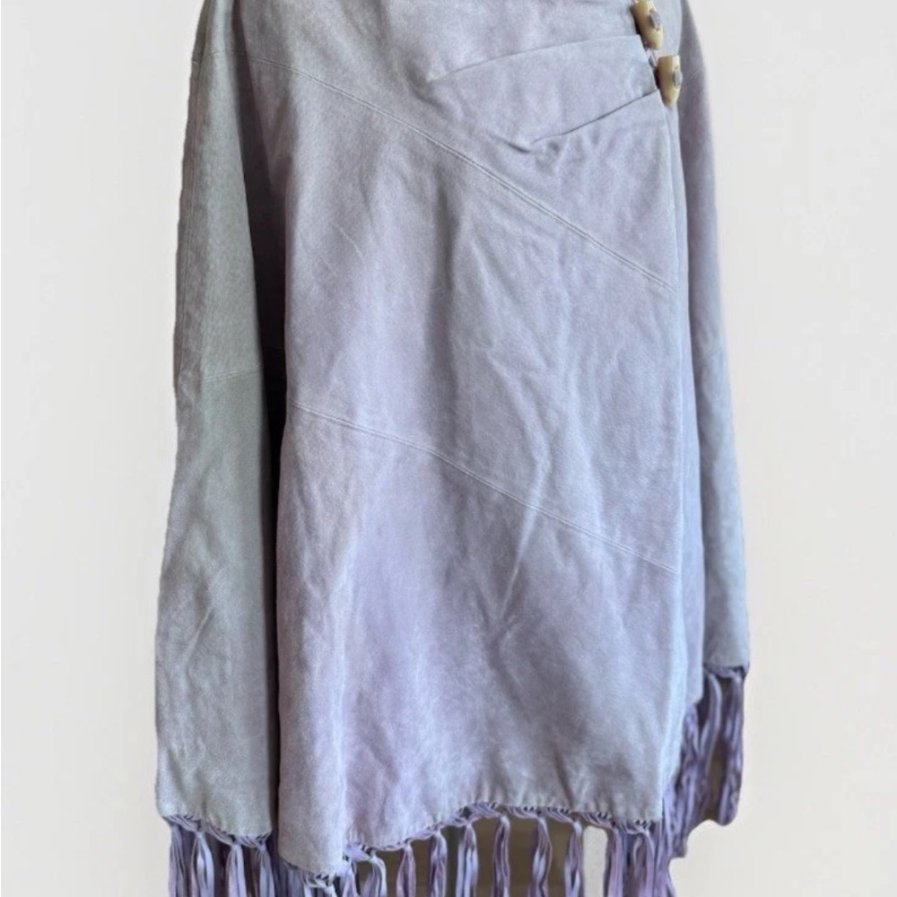 Vintage Terry Lewis Classic Luxuries Cape Fringe Poncho Leather Western *Flaws - Picture 8 of 12